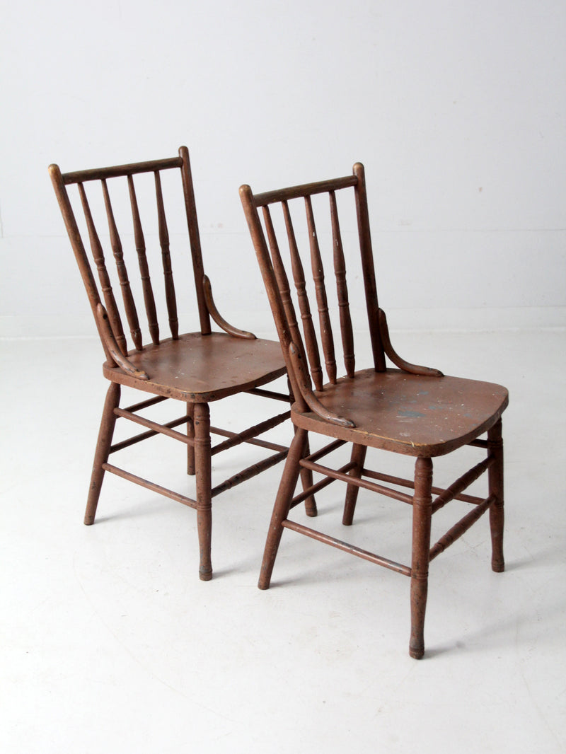 antique painted wood side chairs pair