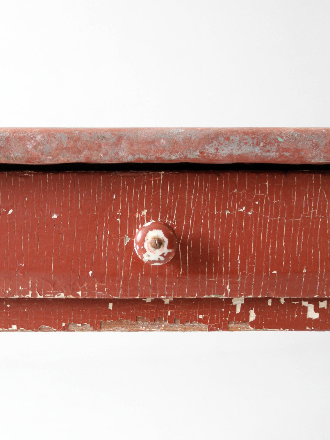 antique painted farmhouse table with metal top