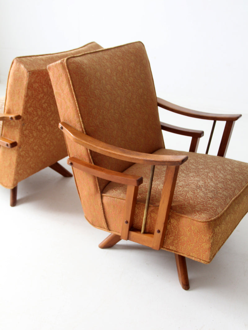 mid century modern swivel lounge chairs pair