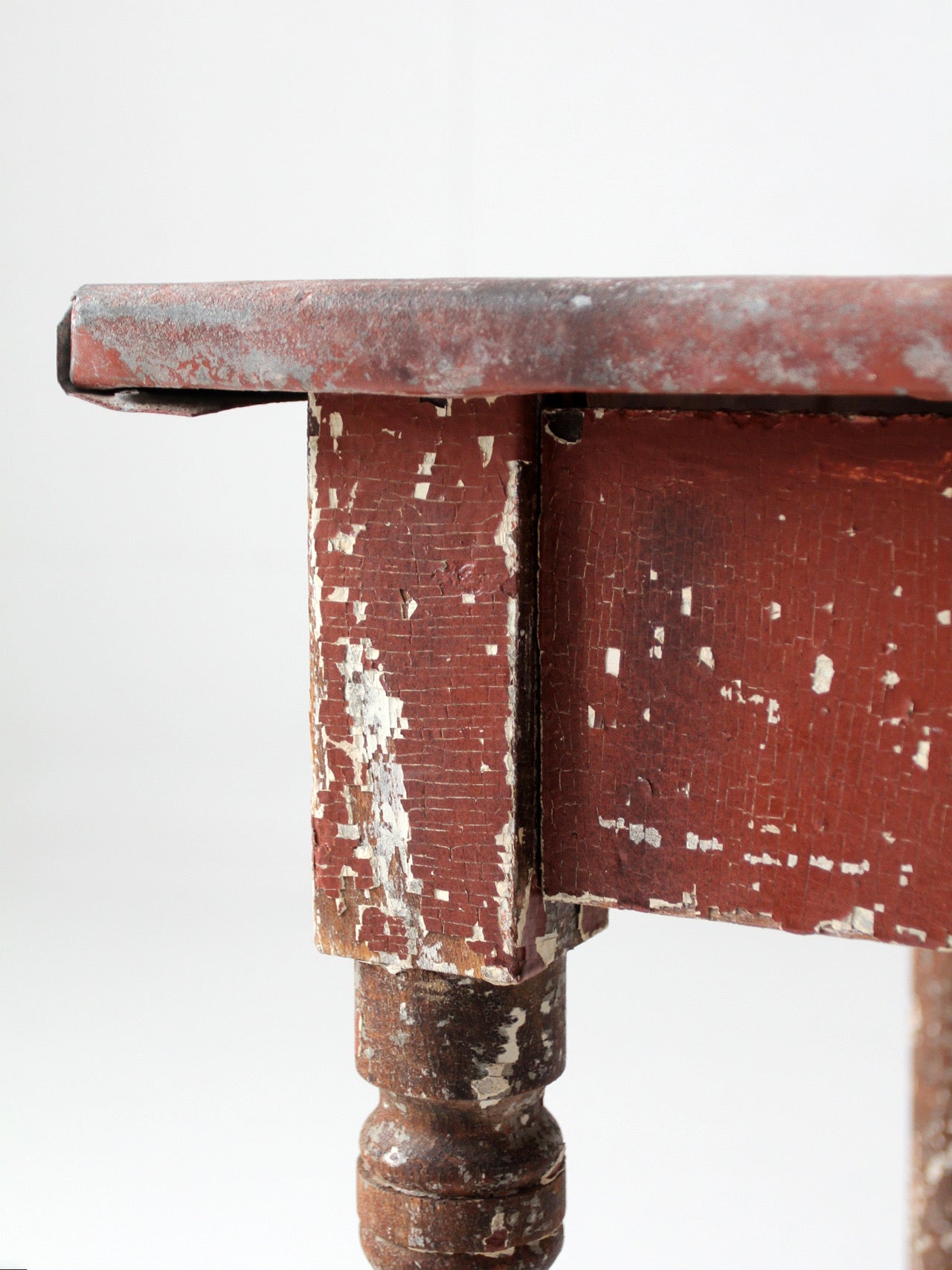 antique painted farmhouse table with metal top