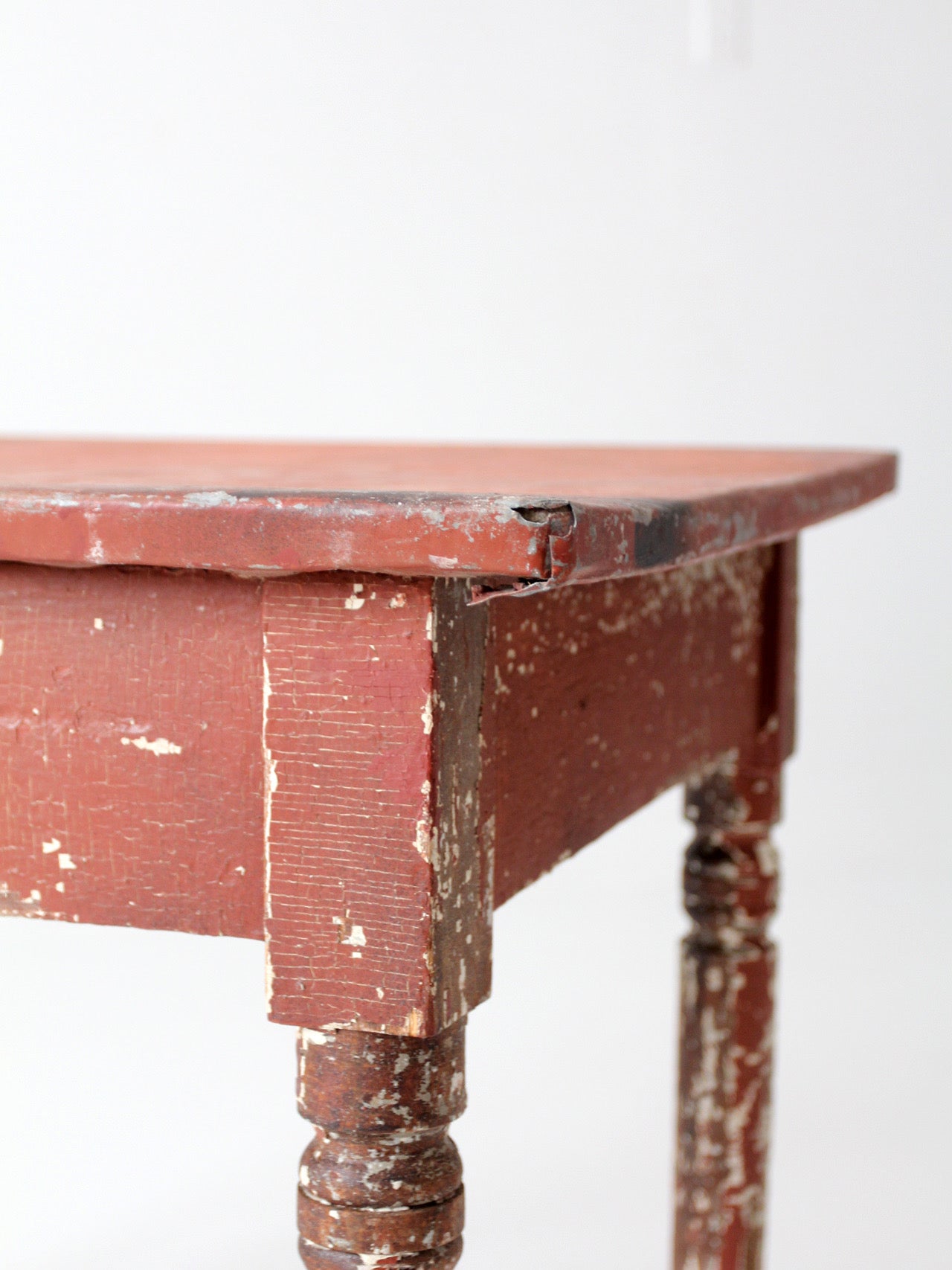 antique painted farmhouse table with metal top
