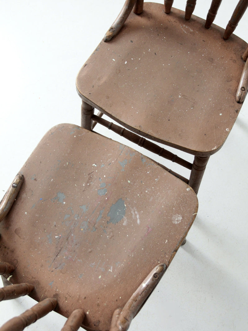 antique painted wood side chairs pair