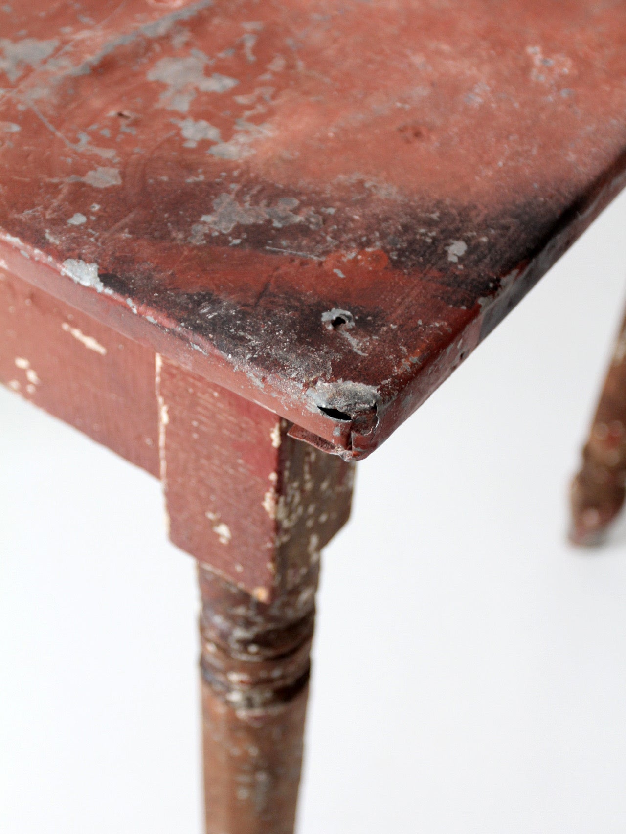 antique painted farmhouse table with metal top