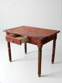 antique painted farmhouse table with metal top