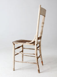 antique painted press back chair with cane seat