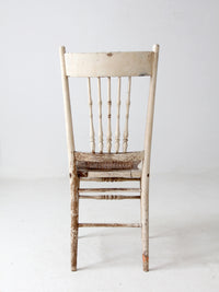 antique painted press back chair with cane seat