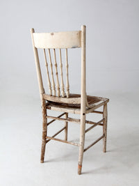 antique painted press back chair with cane seat
