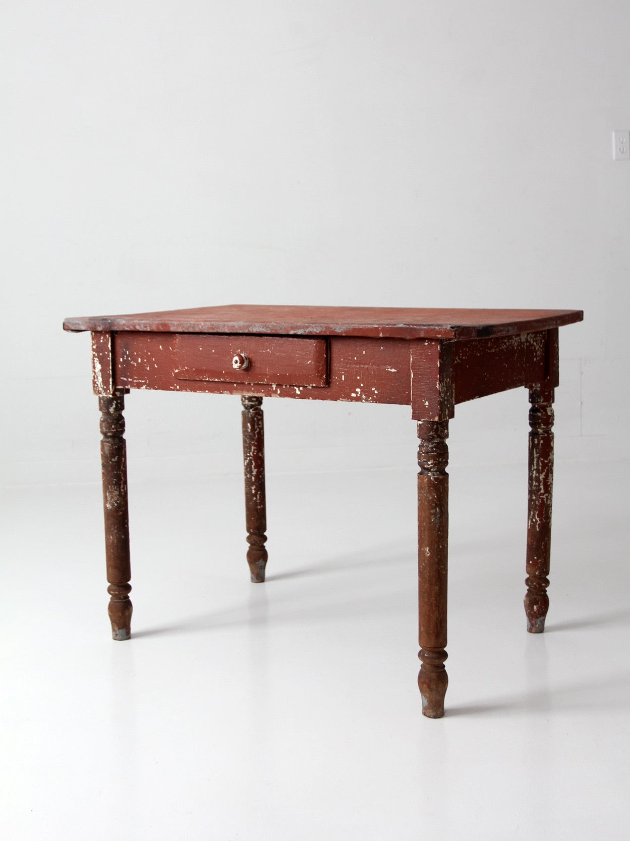antique painted farmhouse table with metal top