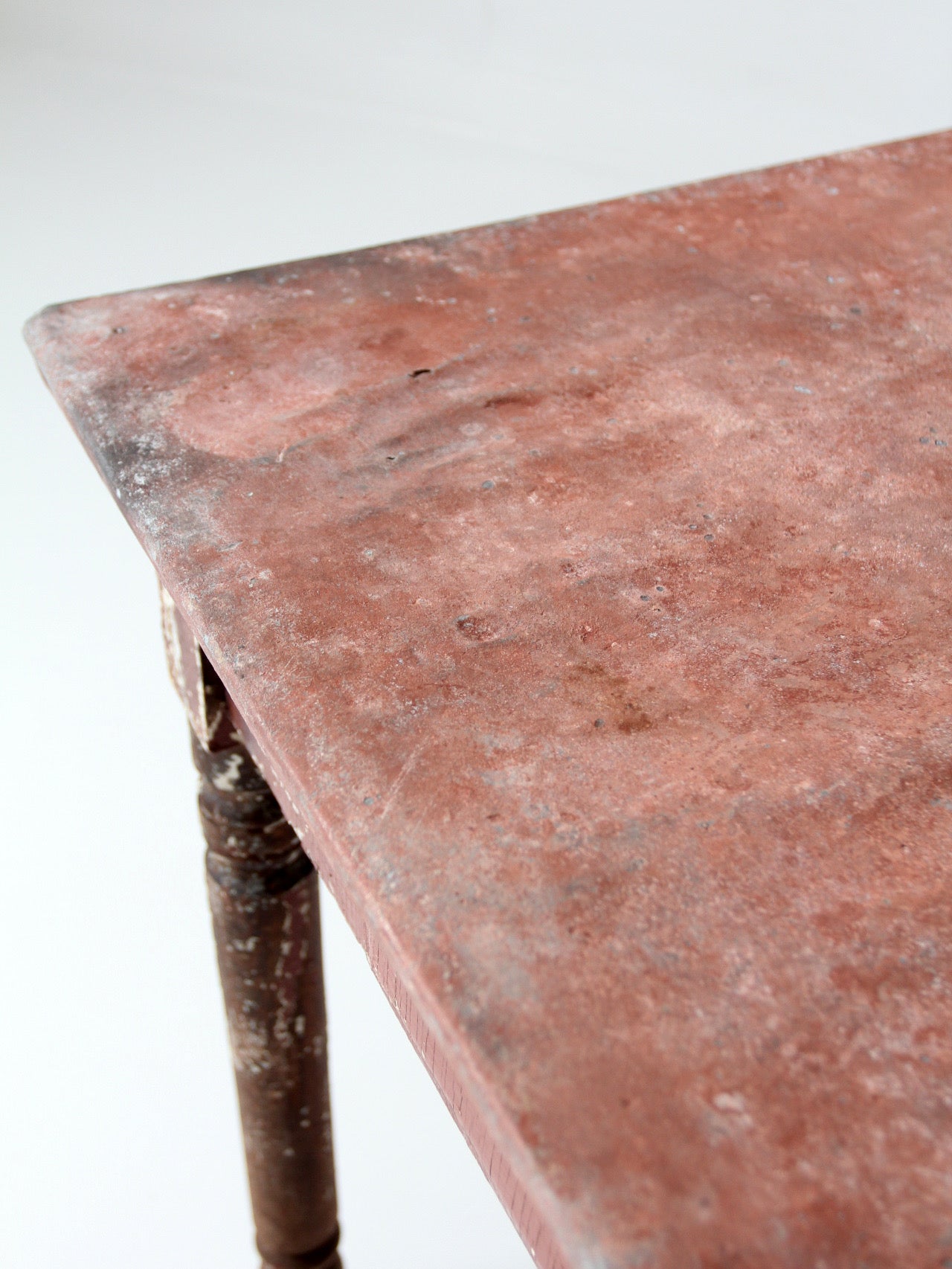 antique painted farmhouse table with metal top