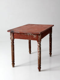 antique painted farmhouse table with metal top
