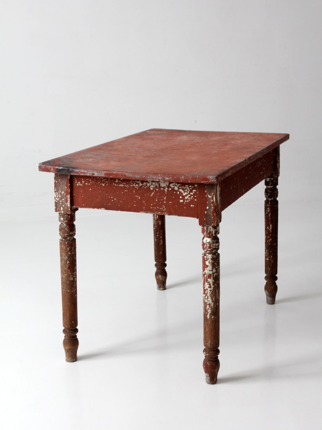 antique painted farmhouse table with metal top