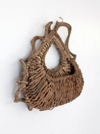 vintage woven vine wall basket
