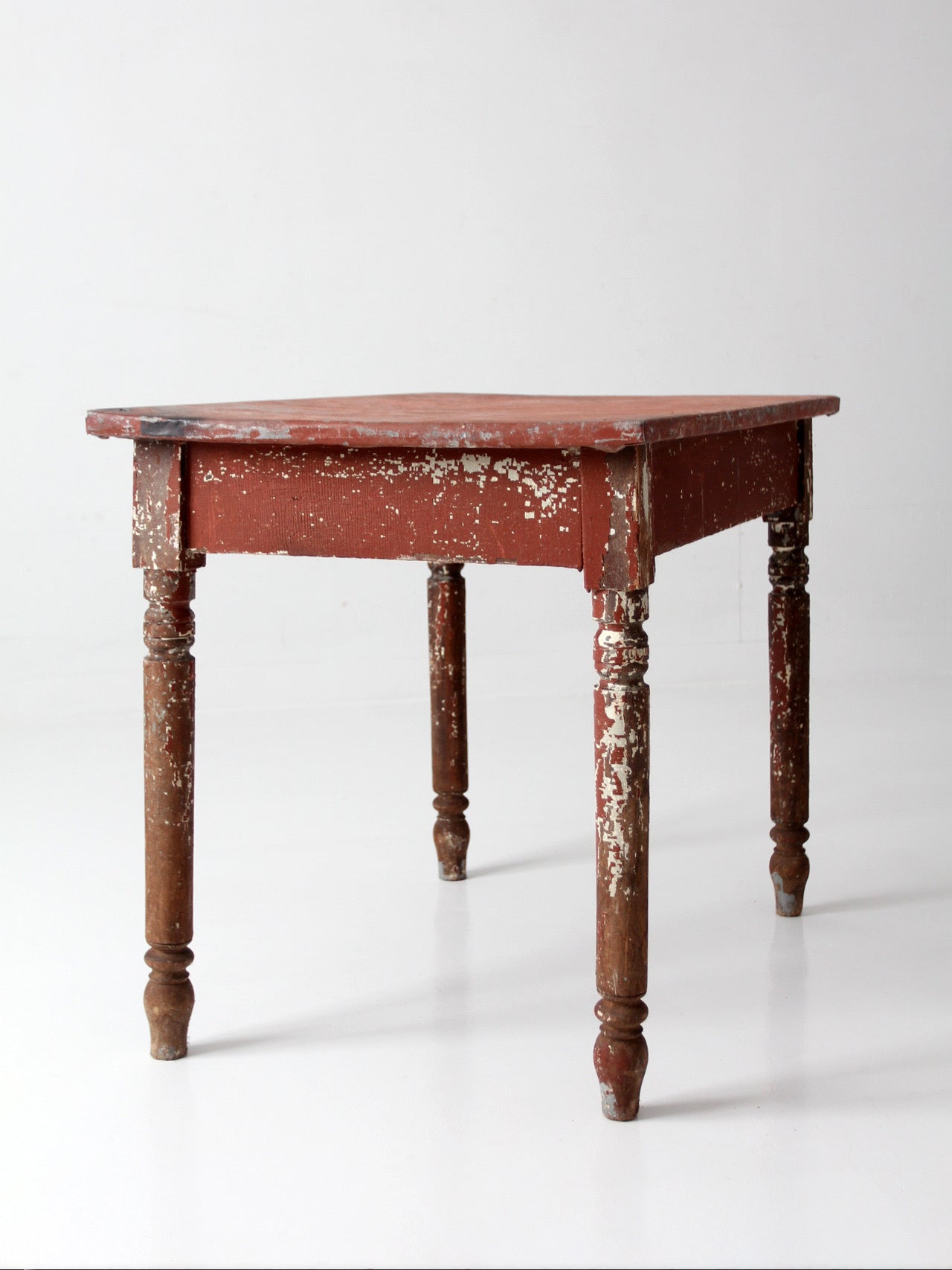 antique painted farmhouse table with metal top