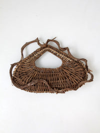 vintage woven vine wall basket