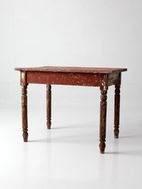antique painted farmhouse table with metal top