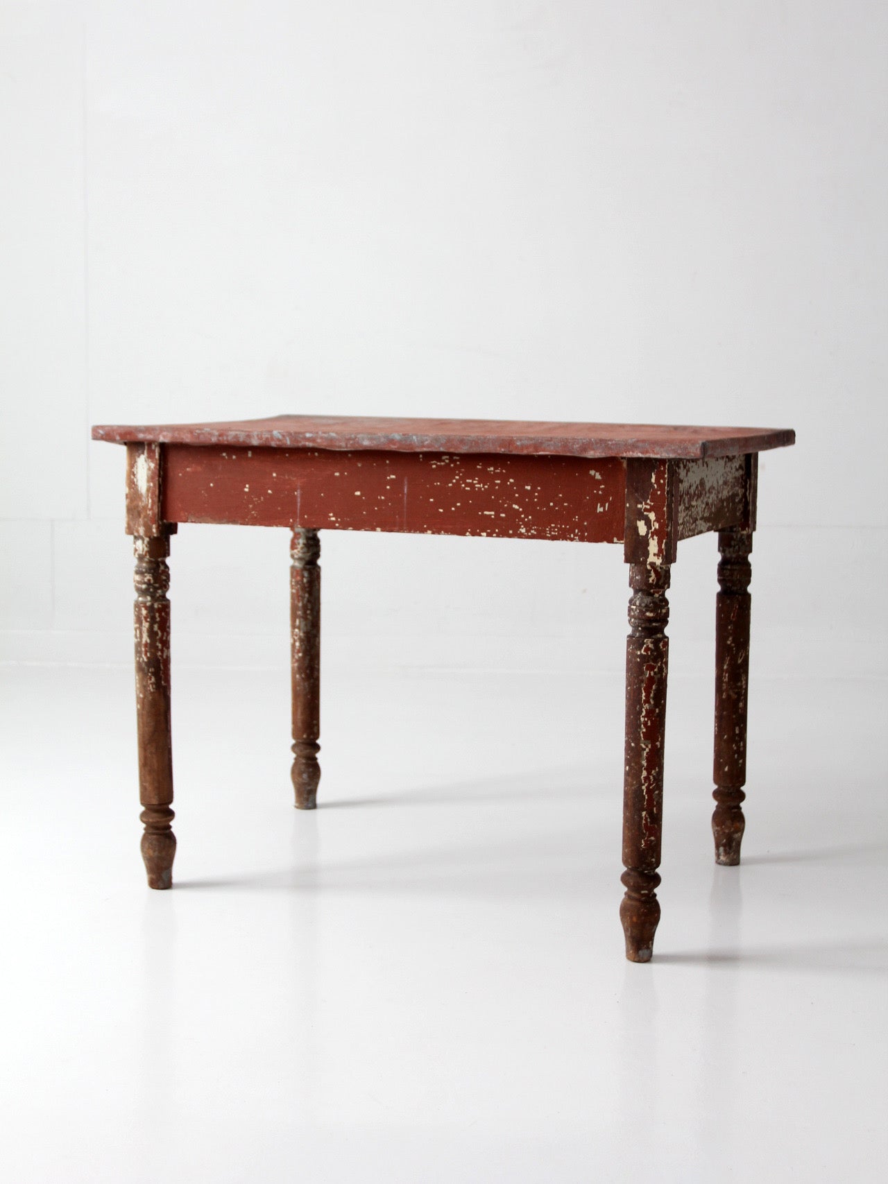 antique painted farmhouse table with metal top