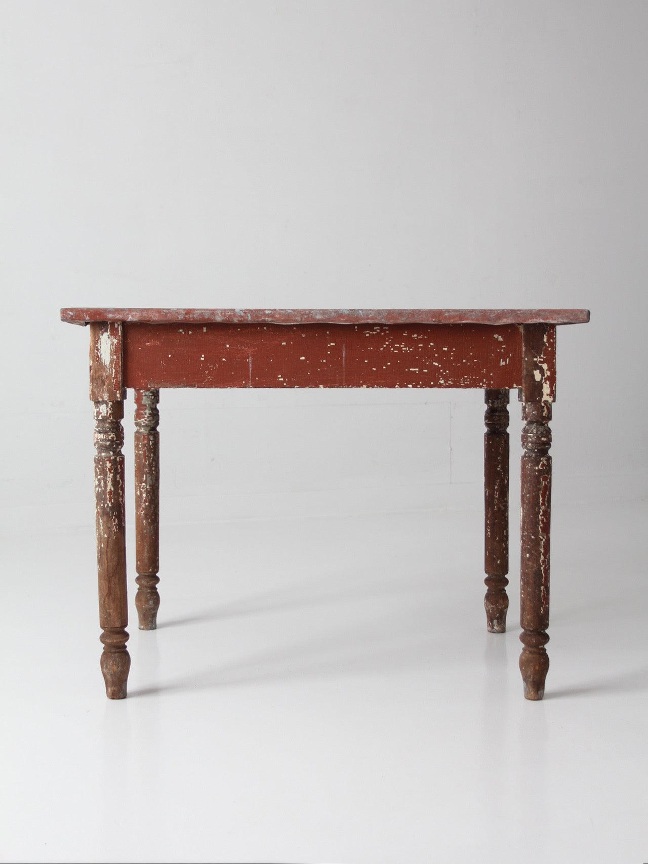 antique painted farmhouse table with metal top