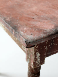 antique painted farmhouse table with metal top