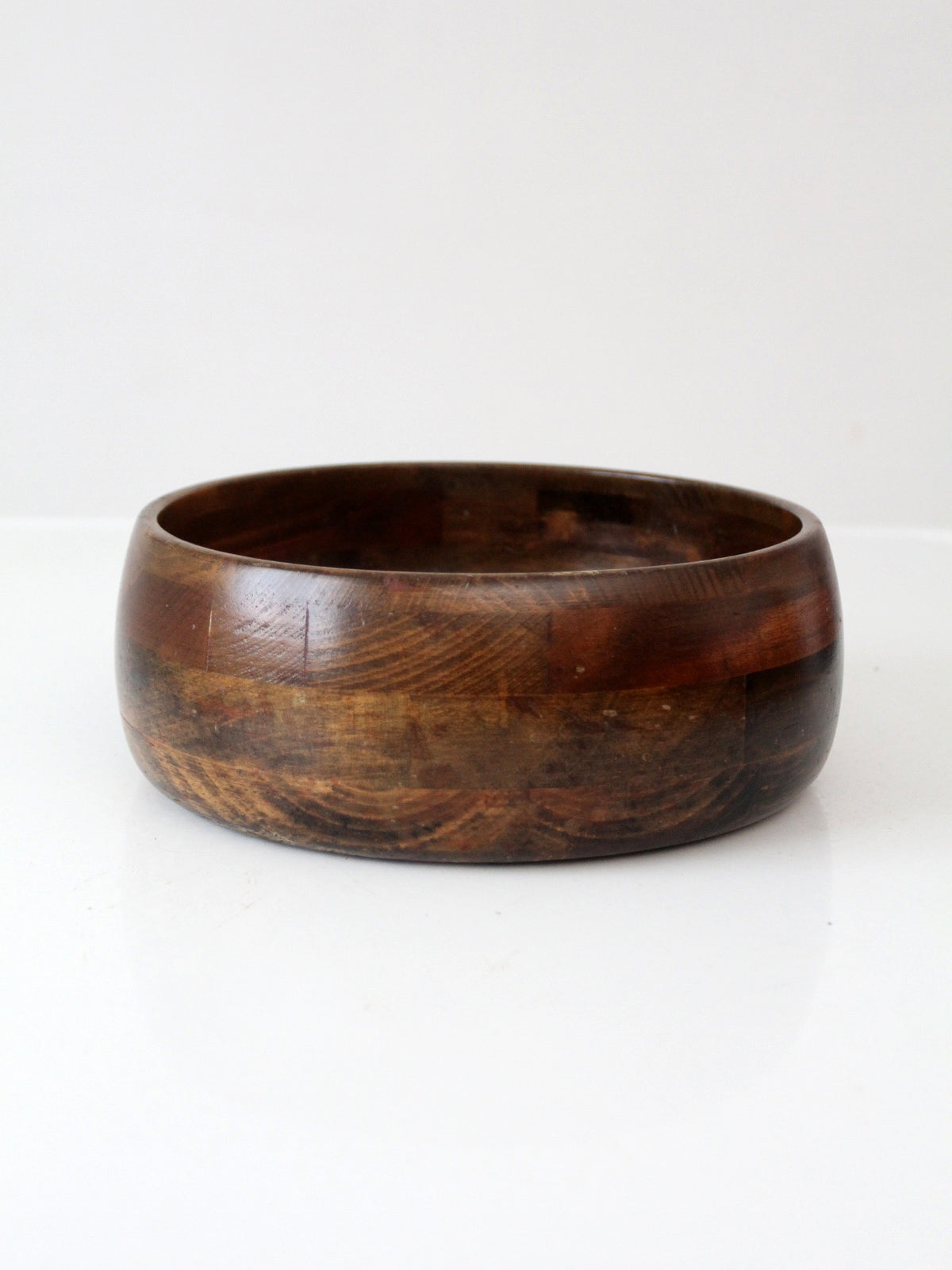 mid-century segmented wood serving bowl