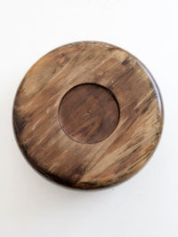 mid-century segmented wood serving bowl