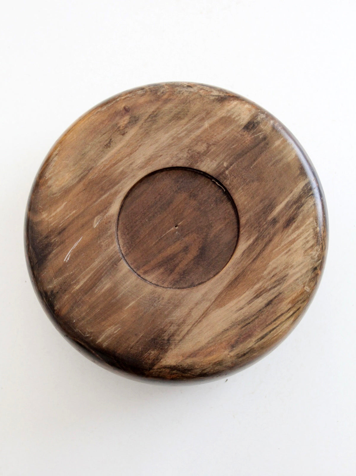 mid-century segmented wood serving bowl