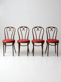 mid-century ZPM Radomsko bentwood dining chairs with red seats | set of four