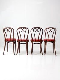 mid-century ZPM Radomsko bentwood dining chairs with red seats | set of four