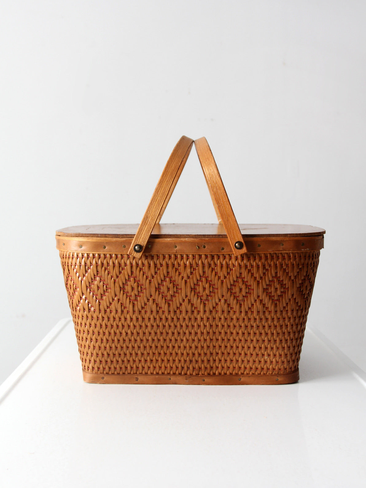 美品　Vintage picnic basket Vintage Picnic Basket With Lining - Etsy