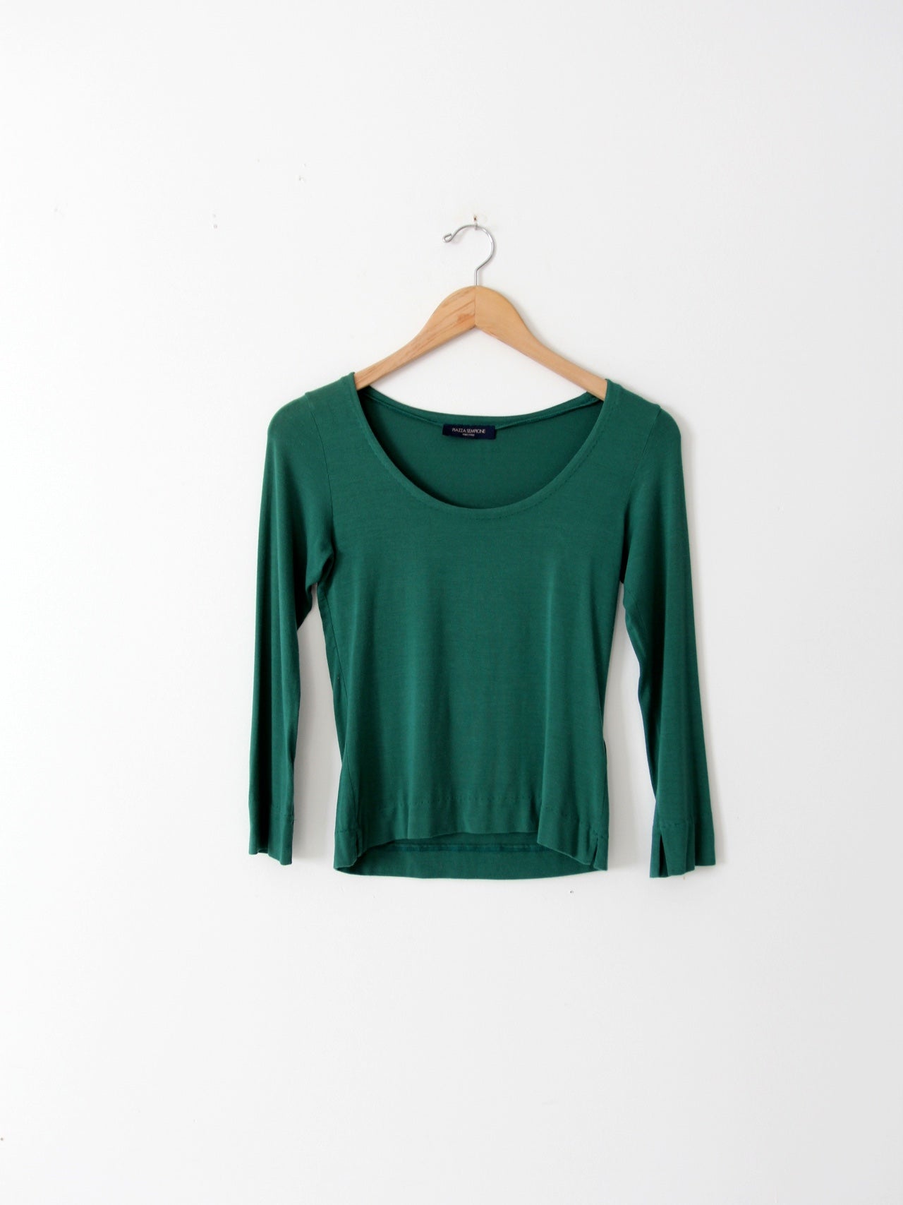 Piazza Sempione green stretch jersey scoop neck top