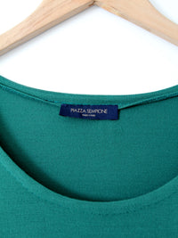 Piazza Sempione green stretch jersey scoop neck top