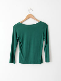 Piazza Sempione green stretch jersey scoop neck top