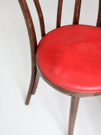 mid-century ZPM Radomsko bentwood dining chairs with red seats | set of four