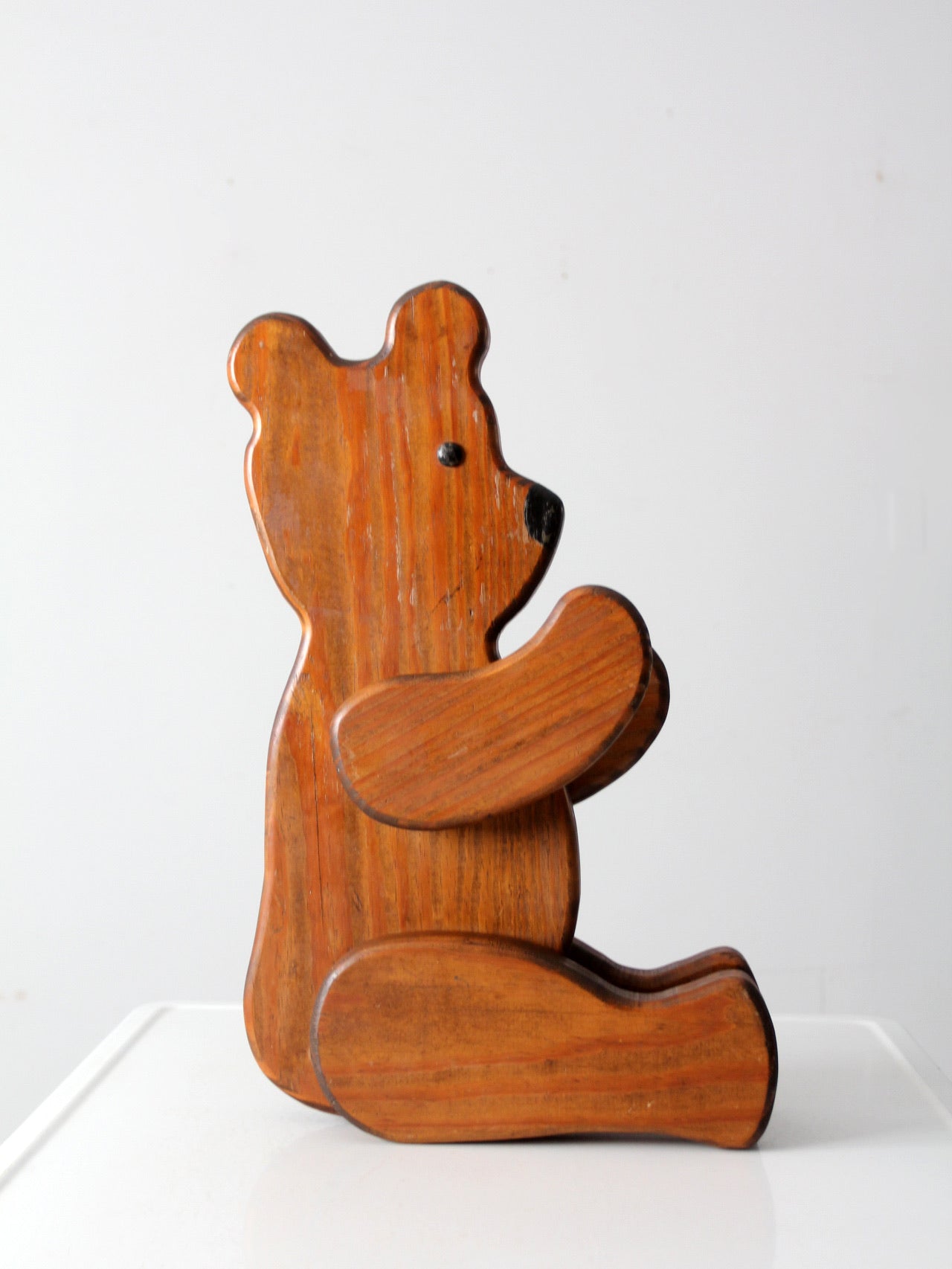 vintage folk art wooden teddy bear – 86 Vintage