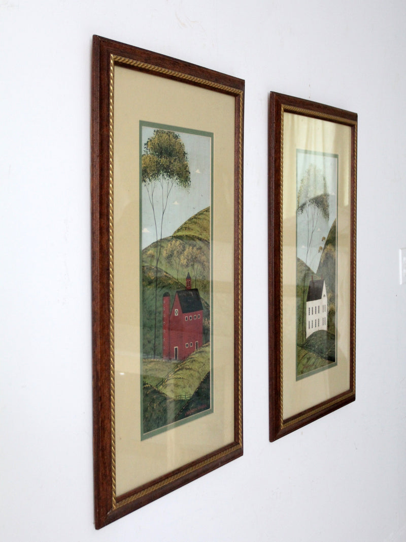Warren Kimble folk art prints: Brandon Barn & Brandon House