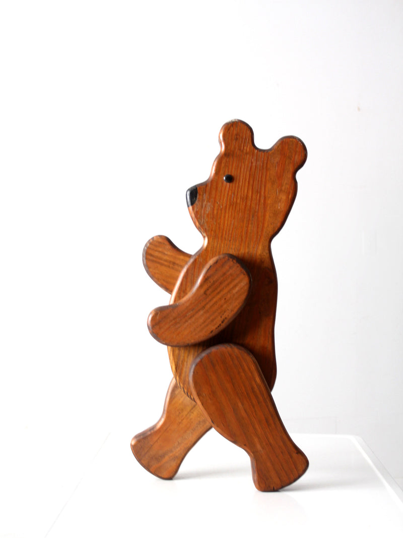 vintage folk art wooden teddy bear