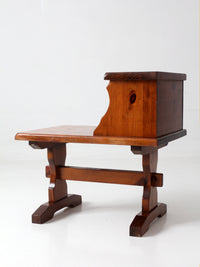 vintage pine gallery end table with drawers
