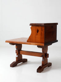 vintage pine gallery end table with drawers