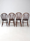 set of 4 antique Windsor brace-back dining chairs