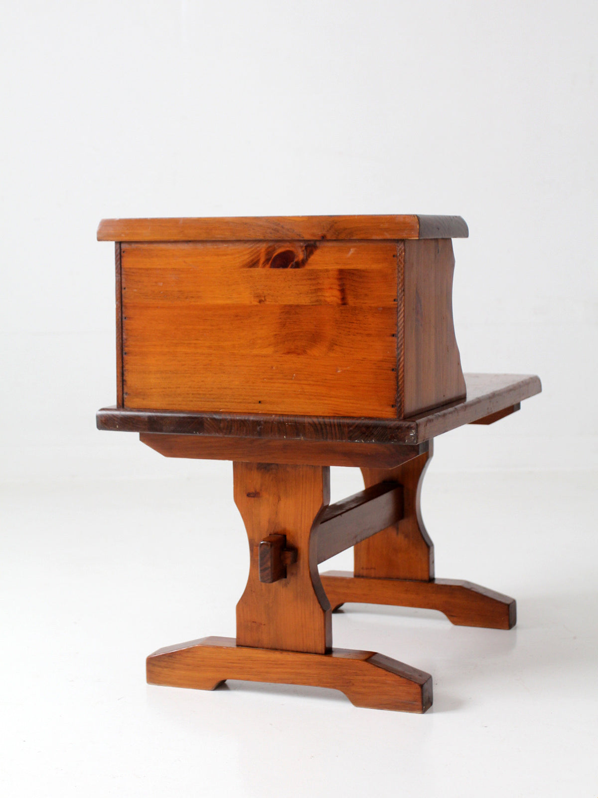 vintage pine gallery end table with drawers