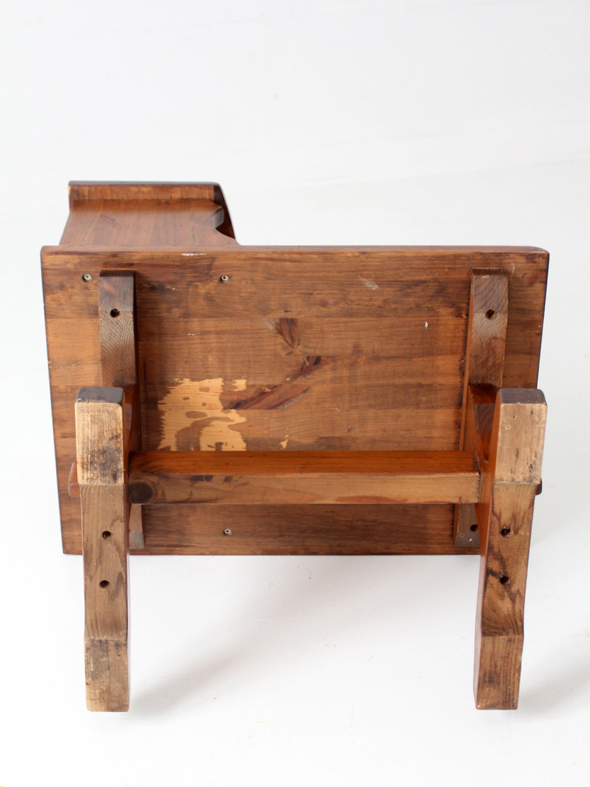 vintage pine gallery end table with drawers