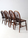 set of 4 antique Windsor brace-back dining chairs