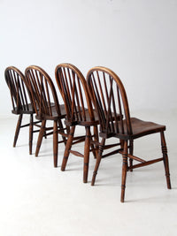 set of 4 antique Windsor brace-back dining chairs