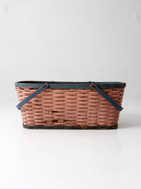antique American painted splint gathering basket