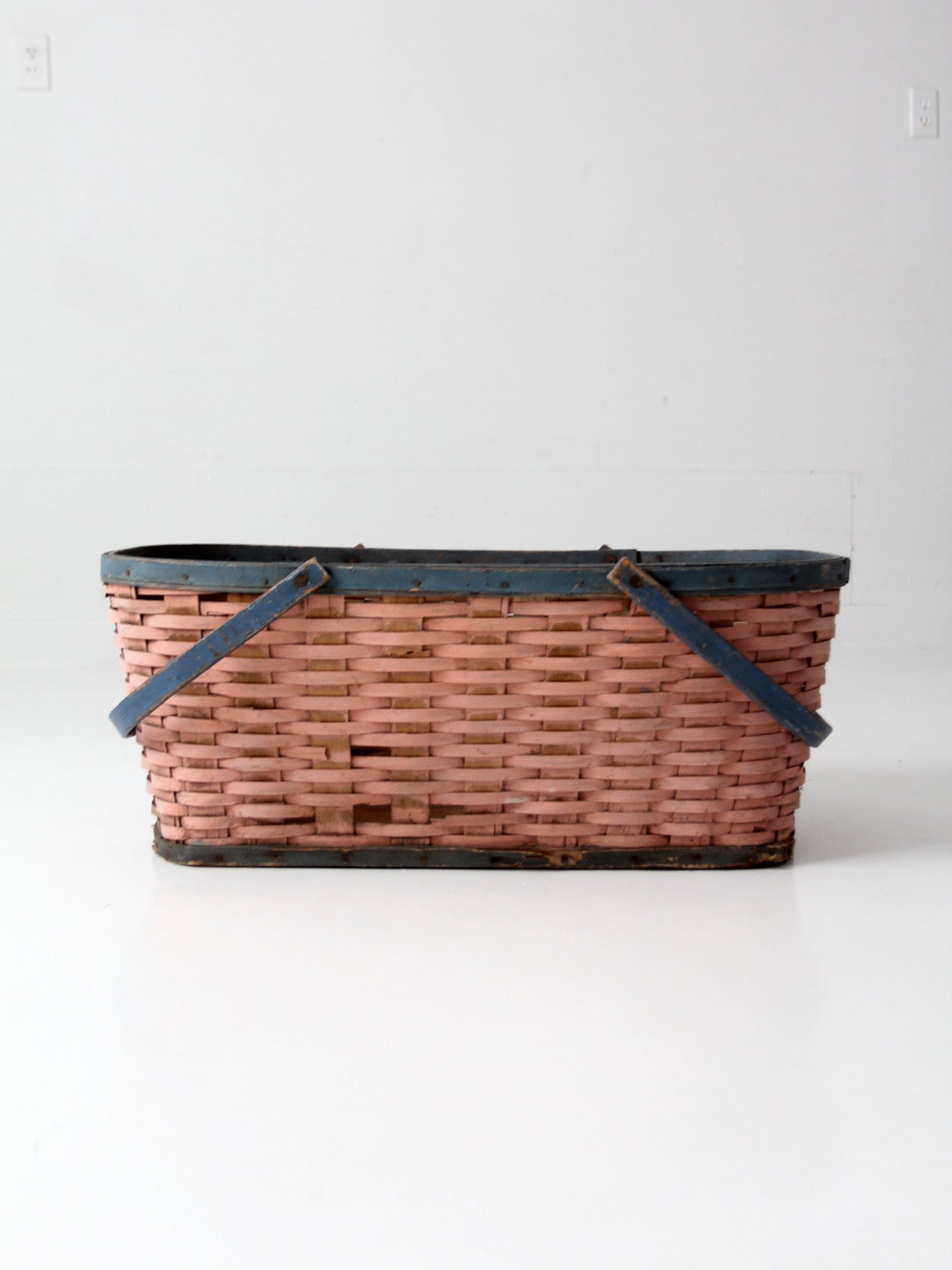 antique American painted splint gathering basket
