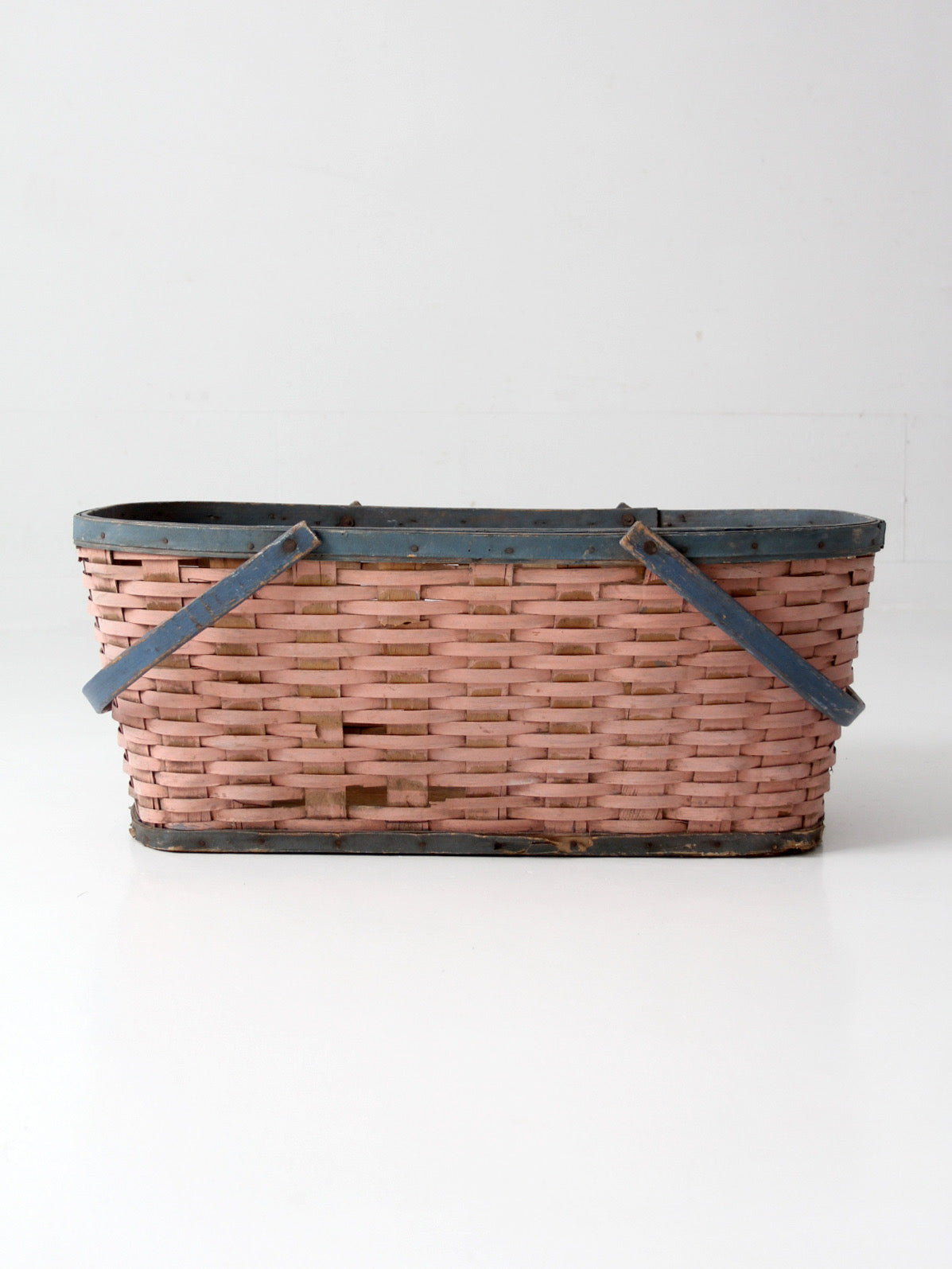antique American painted splint gathering basket