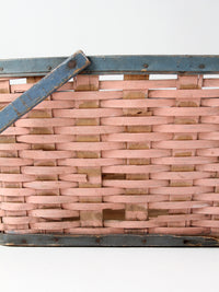 antique American painted splint gathering basket