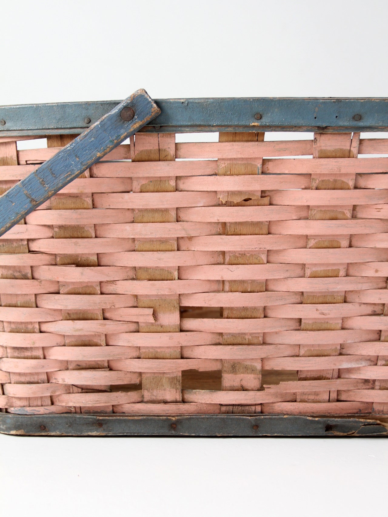 antique American painted splint gathering basket
