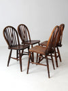set of 4 antique Windsor brace-back dining chairs