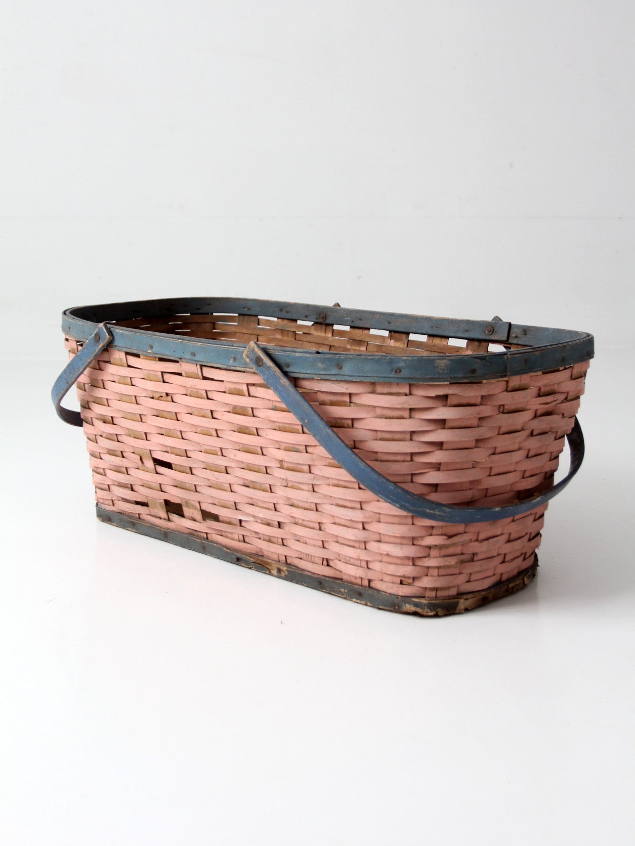 antique American painted splint gathering basket