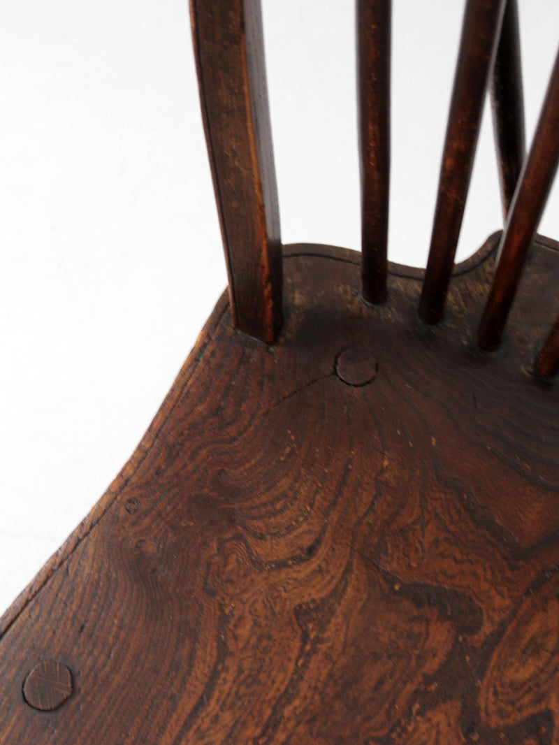 set of 4 antique Windsor brace-back dining chairs